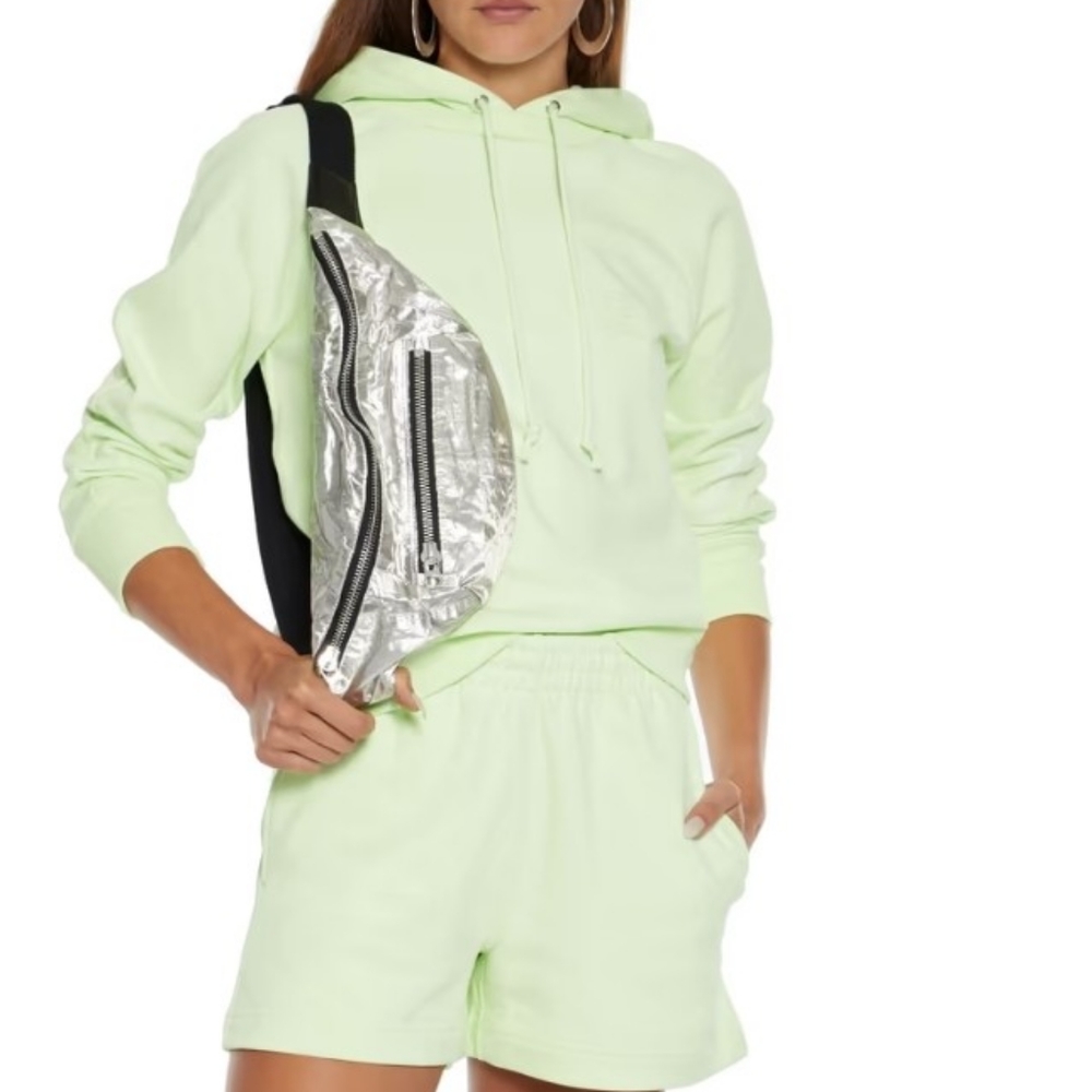 Helmut Lang Lime French Cotton Terry Cropped Hoodie Quiet Luxury Minimalist XS